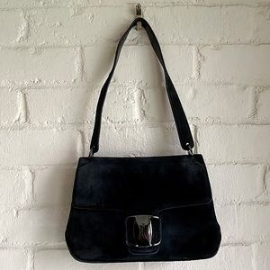 Salvatore Ferragamo vintage black suede beautiful crossbody bag purse